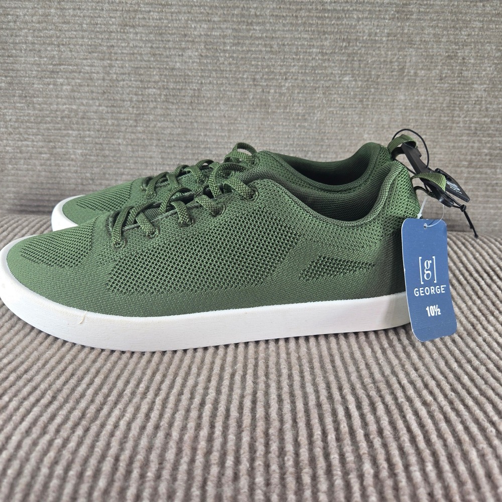 George Mens 10.5 Olive Green Knit Lace Up Casual Comfort Sneaker MNGE25CA137